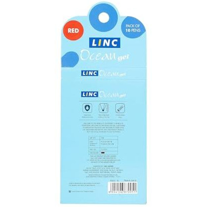 Linc Ocean Classic 0.55 mm Gel Pen | Red Ink Pack Of 10