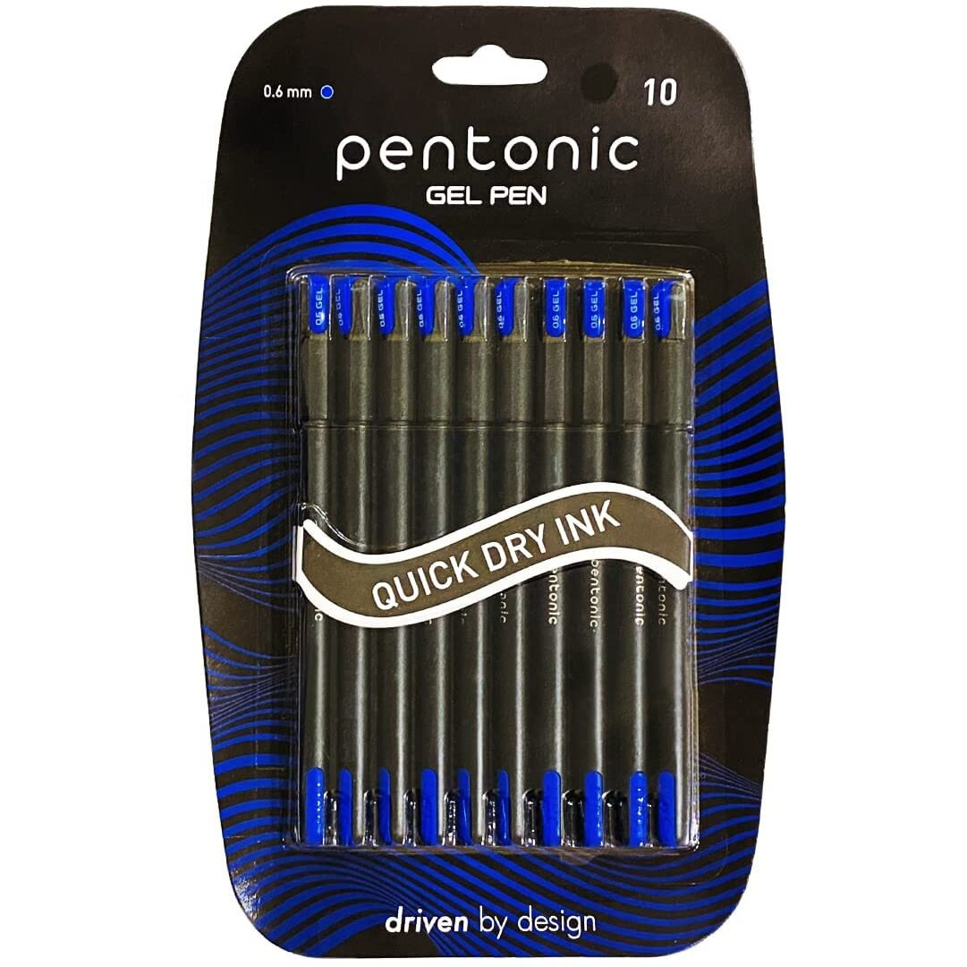 Pentonic 0.6 mm Gel Pen Blister Pack | Blue Ink | Set of 10 x 2 Packs