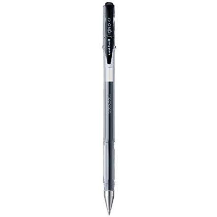 uni-ball Signo UM-100 0.7mm Gel Pen | Extremely Quick Drying Ink | Transparent Sleek Body | Smooth Long Lasting Smudge Free Ink | School and Office stationery | Black Ink, Pack of 12