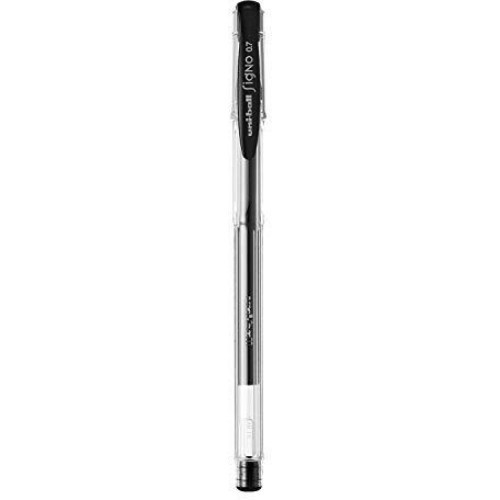 uni-ball Signo UM-100 0.7mm Gel Pen | Extremely Quick Drying Ink | Transparent Sleek Body | Smooth Long Lasting Smudge Free Ink | School and Office stationery | Black Ink, Pack of 12