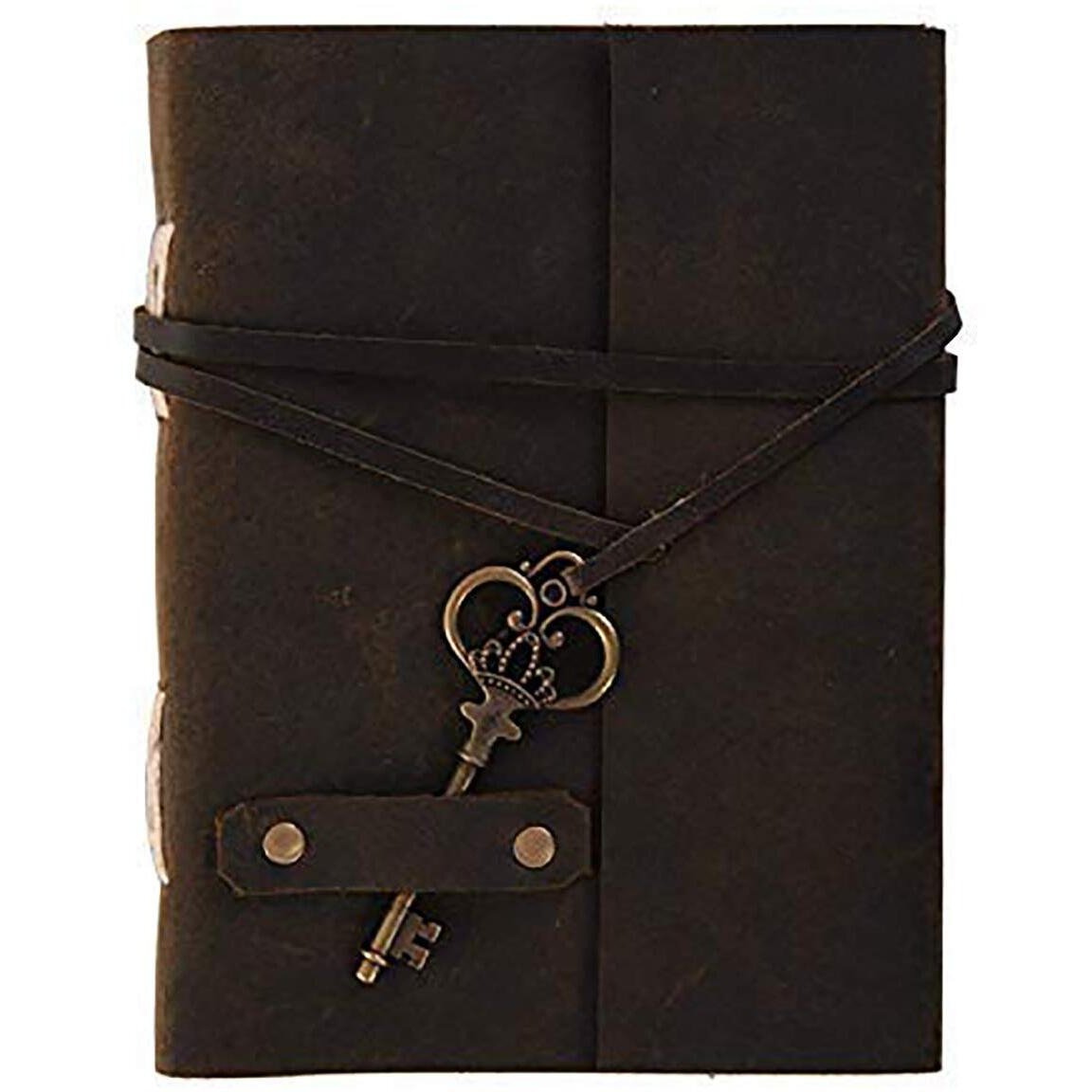 RJKART Handcrafted Leather Cover Writing Diary with Belt Lock Notebook Journal Planner Unruled Smooth White Paper Sheet Notepad Sketchbook Personal Diaries for Men and Women (200 Page-120 GSM)
