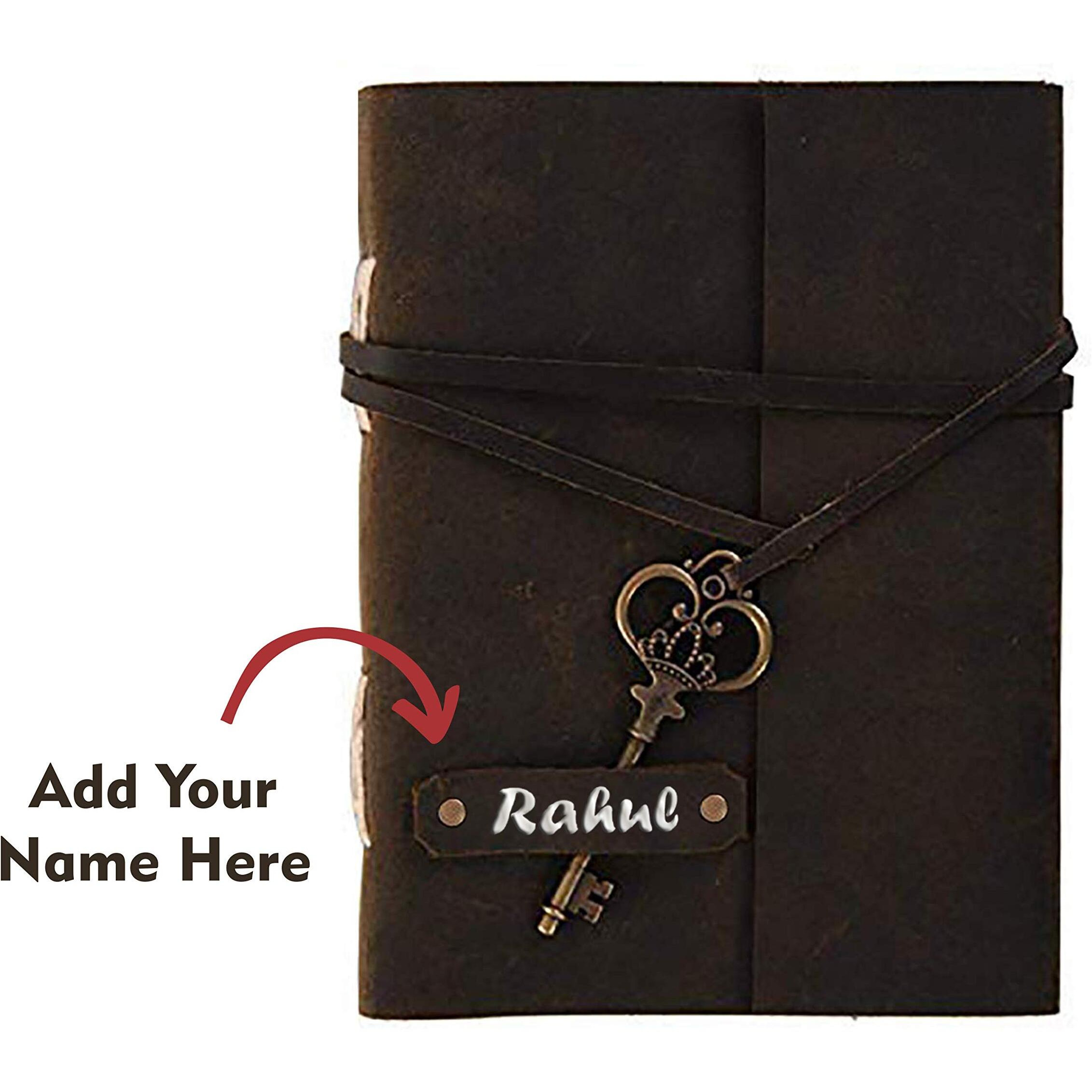 RJKART Handcrafted Leather Cover Writing Diary with Belt Lock Notebook Journal Planner Unruled Smooth White Paper Sheet Notepad Sketchbook Personal Diaries for Men and Women (200 Page-120 GSM)
