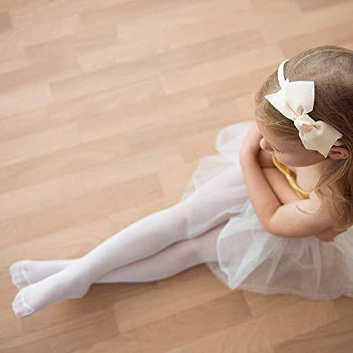 The Dance Bible Kid Girls Stretchable Stockings Bright Color Footed Ballet Dance Tights (Small (2-4 Years), White)