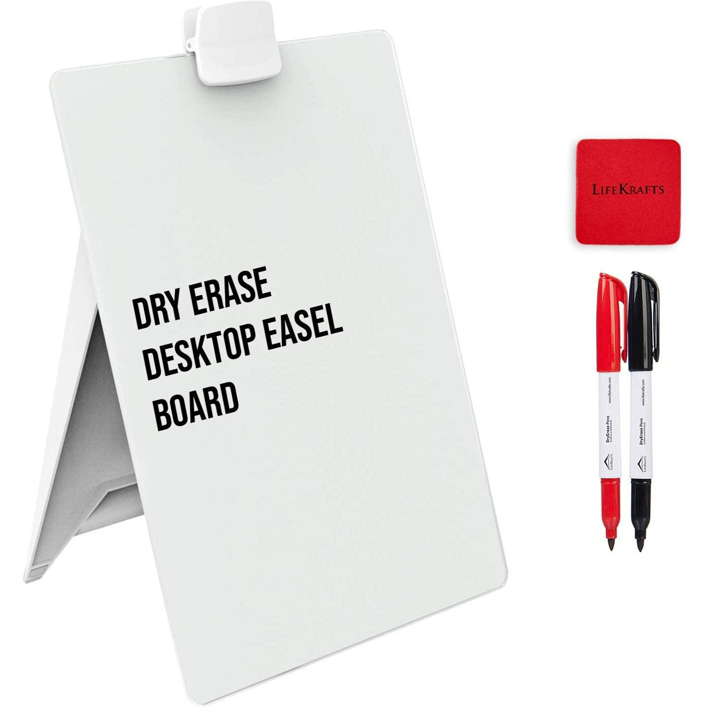 LifeKrafts Dry Erase Glass Board Desktop Easel |(9 x 12 inches) with 2 Pens and 1 Eraser-Pack of 1|Non-Magnetic Glass Whiteboard on Stand for Table Desk, Great for Office, Home.
