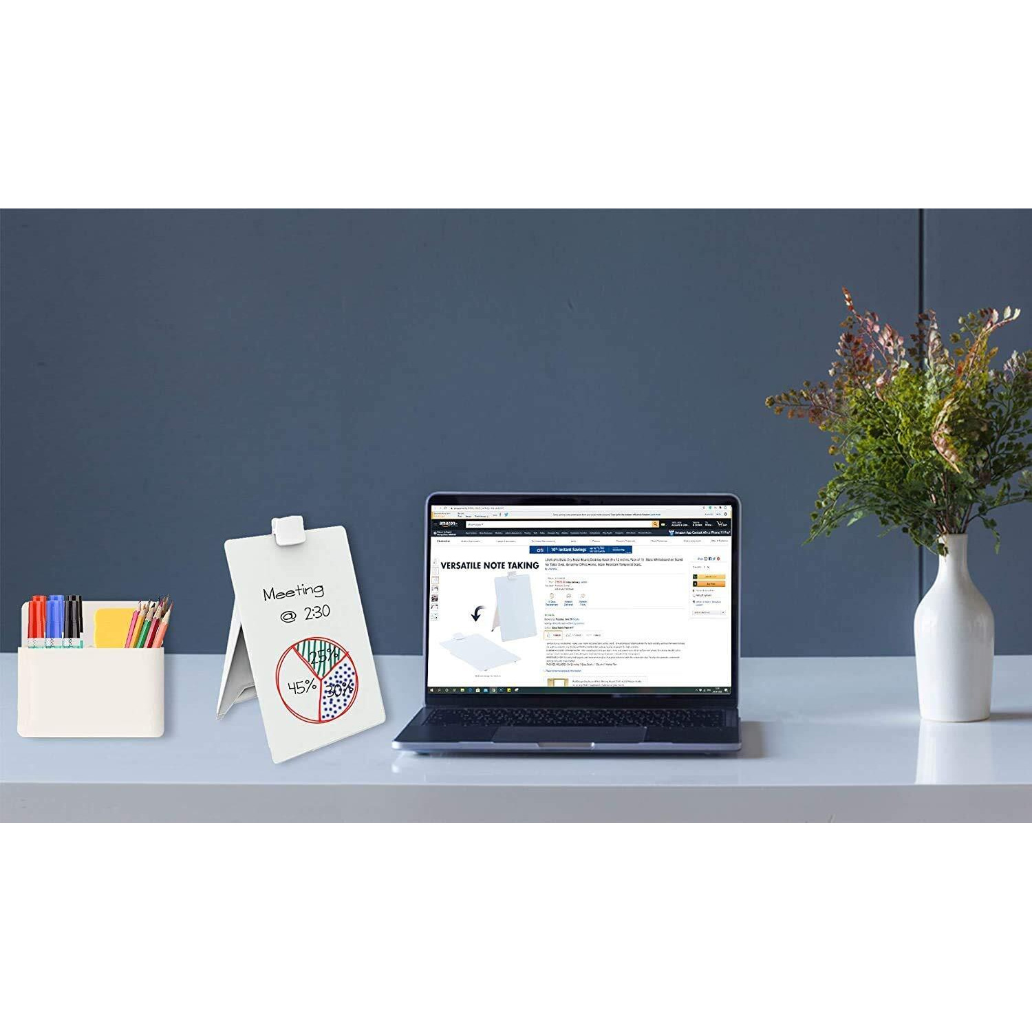 LifeKrafts Dry Erase Glass Board Desktop Easel |(9 x 12 inches) with 2 Pens and 1 Eraser-Pack of 1|Non-Magnetic Glass Whiteboard on Stand for Table Desk, Great for Office, Home.