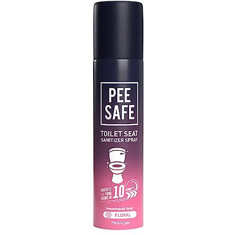 Pee Safe Toilet Seat Sanitizer Spray 75 Ml - Floral| Reduces The Risk Of UTI & Other Infections | Protects From 99.9% Germs & Travel Friendly | Anti Odour, Deodorizer