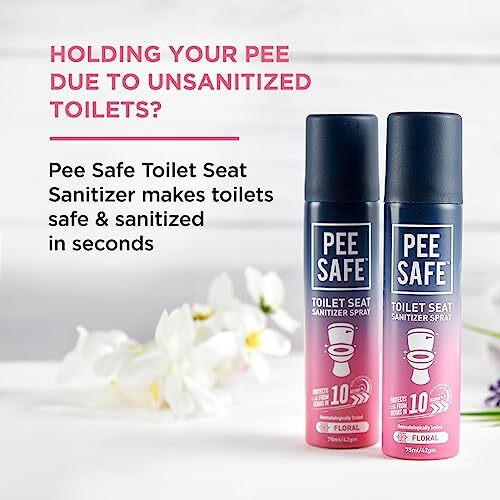 Pee Safe Toilet Seat Sanitizer Spray 75 Ml - Floral| Reduces The Risk Of UTI & Other Infections | Protects From 99.9% Germs & Travel Friendly | Anti Odour, Deodorizer