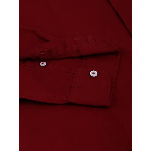 Dennis Lingo Men s Cotton Solid Mandarin Collar Slim Fit Casual Shirt (CC201_DARKRED, L)
