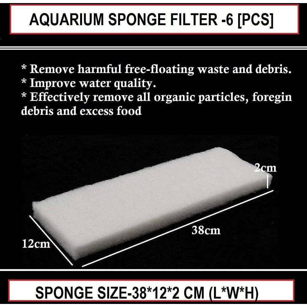Foodie Puppies Aquarium Biochemical Filter Mechanical and Biological Filtration Sponge for Fish Tank - 6 Pieces | Ideal for Fresh & Saltwater Aquariums, Promotes Clear Water & Healthy Fish Environment