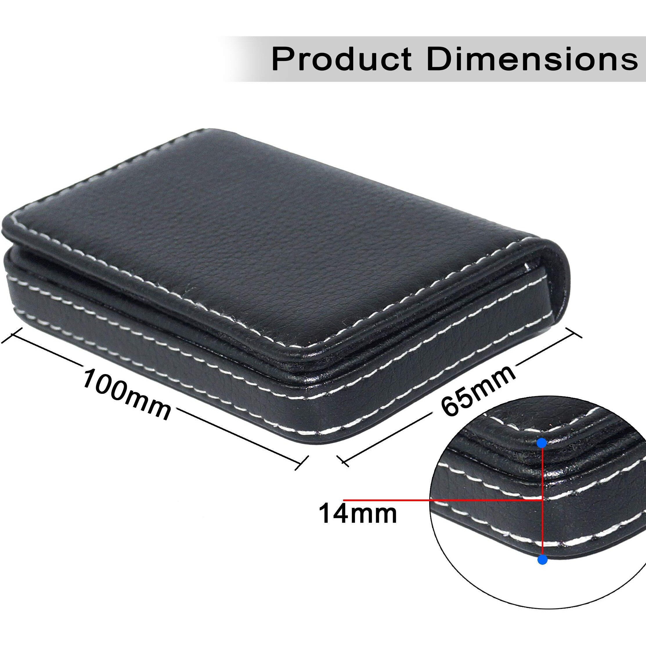 Storite Stitched PU Leather Credit Debit ATM Card Holder Visiting Business Card Case Wallet with Magnetic Shut for Men & Women (Black, 10 x 6 x1.4 cm)