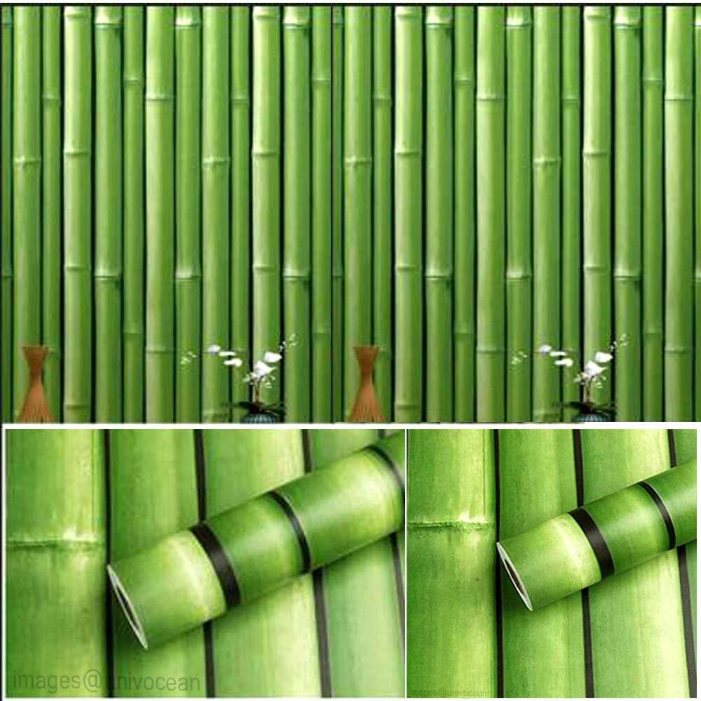 Univocean Green Bamboo Home Wallpaper, Self Adhesive Wall Decor PVC Vinyl Stickers, 500 x 45 cm
