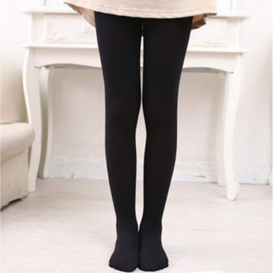 The Dance Bible Kid Girls Stretchable Stockings Bright Color Footed Ballet Dance Tights (Black, 2X-Large Size, Age 10-12 Years)
