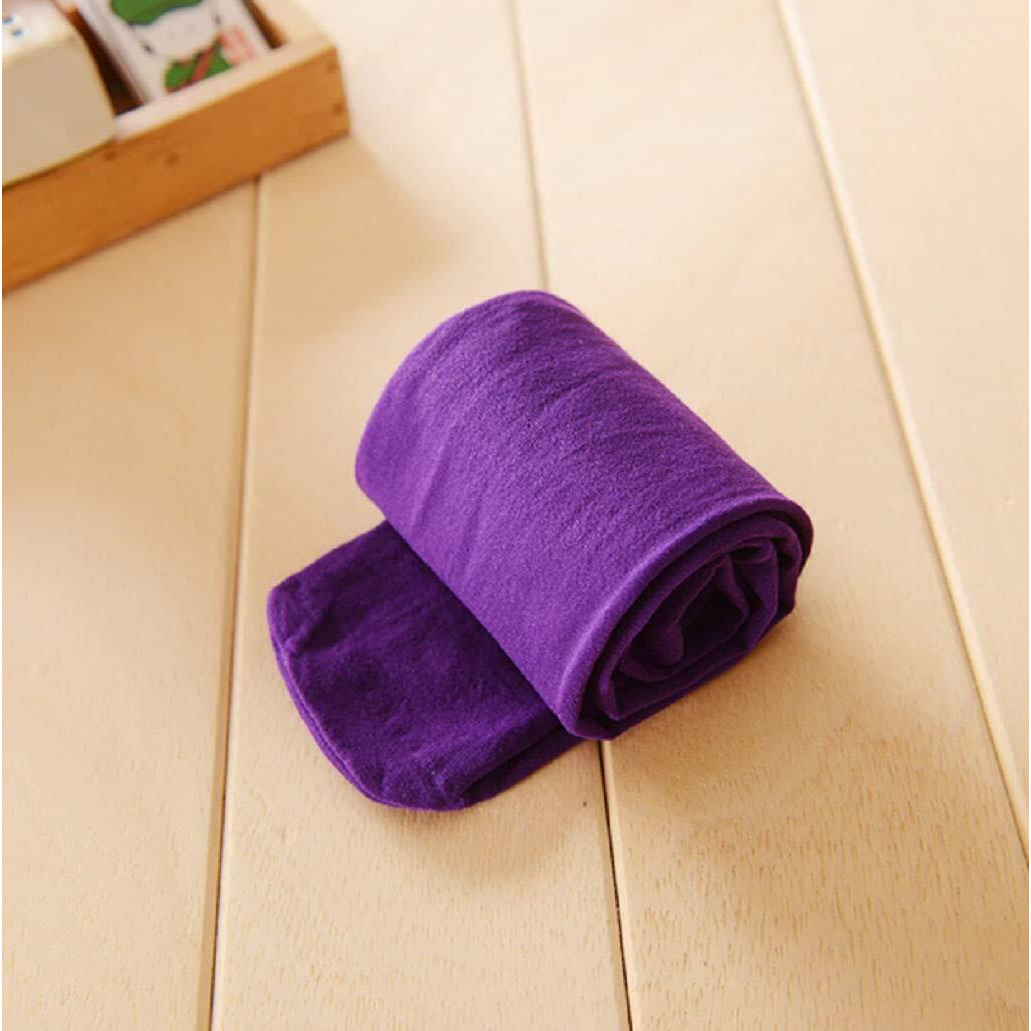 The Dance Bible Kid Girls Stretchable Stockings Bright Color Footed Ballet Dance Tights (Purple, 2X-Large Size, Age 10-12 Years)