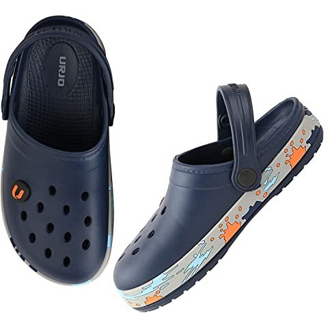 URJO by Neoz Unisex Casual Clogs/Sandals for Kids with Soft Sole | Waterproof & Lightweight | Comfortable & Durable | Stylish Adustable Back Strap Indoor & Outdoor Sandals/Clogs for Boys & Girls Navy