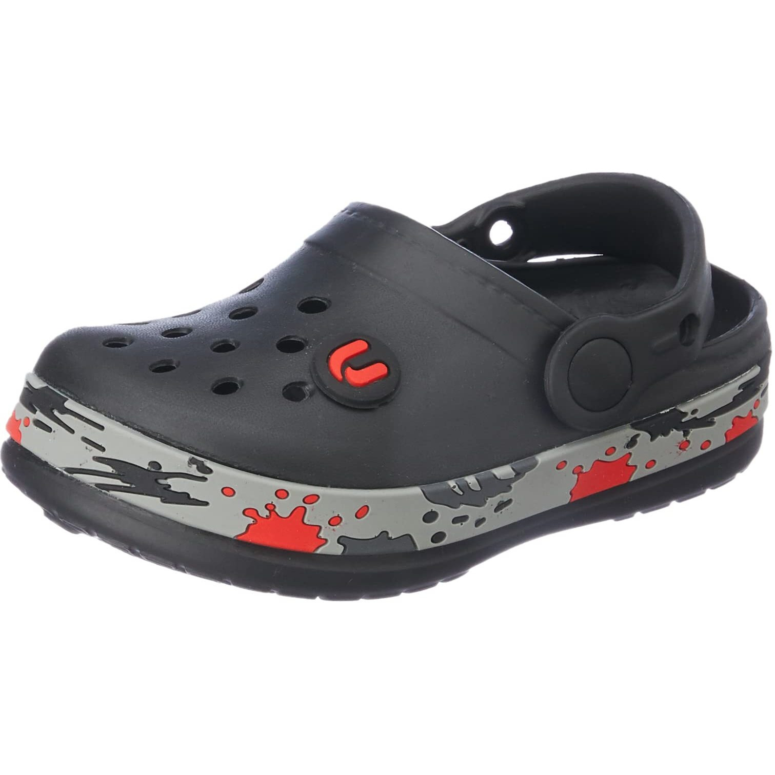 URJO by Neoz Unisex Casual Clogs/Sandals for Kids with Soft Sole | Waterproof & Lightweight | Comfortable & Durable | Stylish Adustable Back Strap Indoor & Outdoor Sandals/Clogs for Boys & Girls Nero