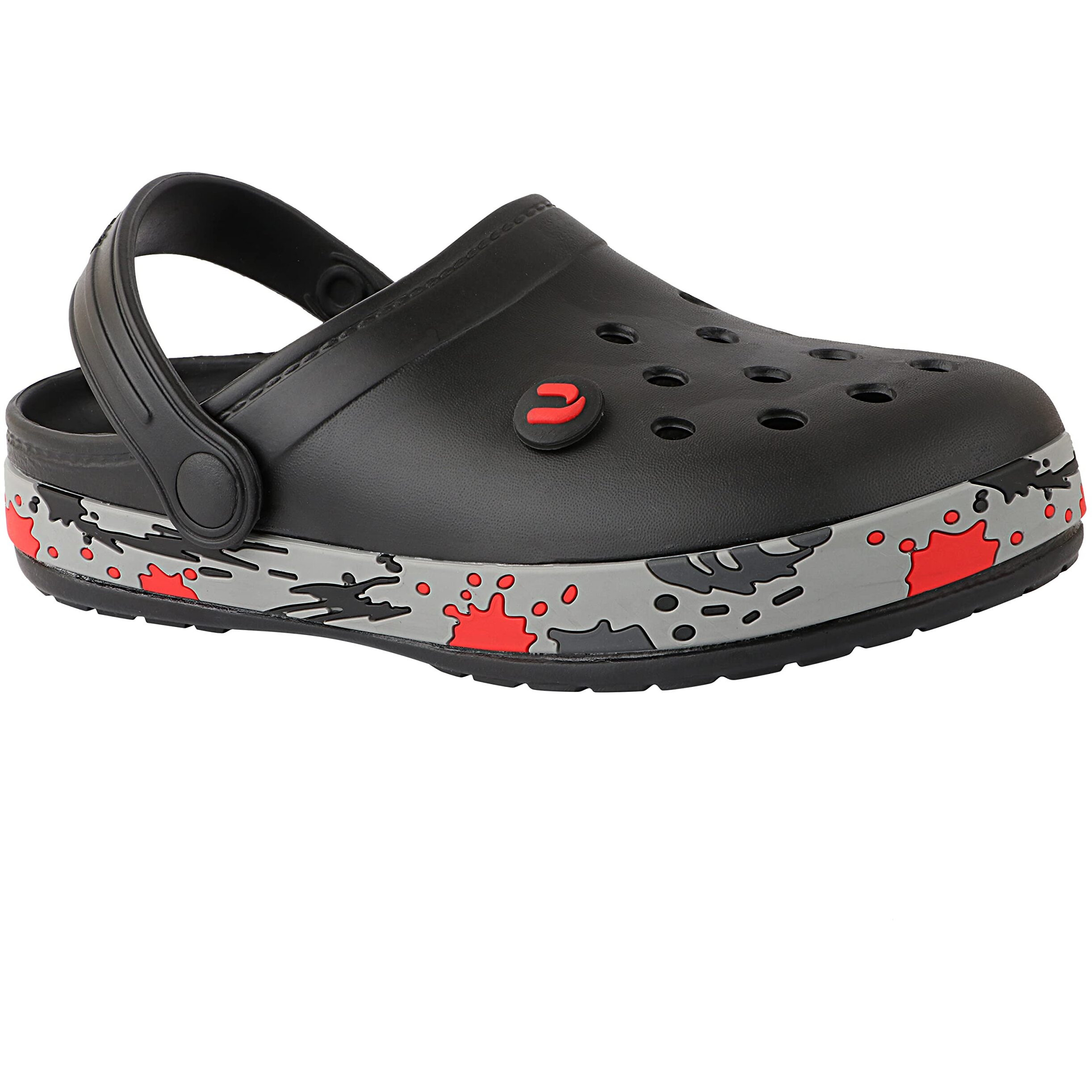 URJO by Neoz Unisex Casual Clogs/Sandals for Kids with Soft Sole | Waterproof & Lightweight | Comfortable & Durable | Stylish Adustable Back Strap Indoor & Outdoor Sandals/Clogs for Boys & Girls Nero