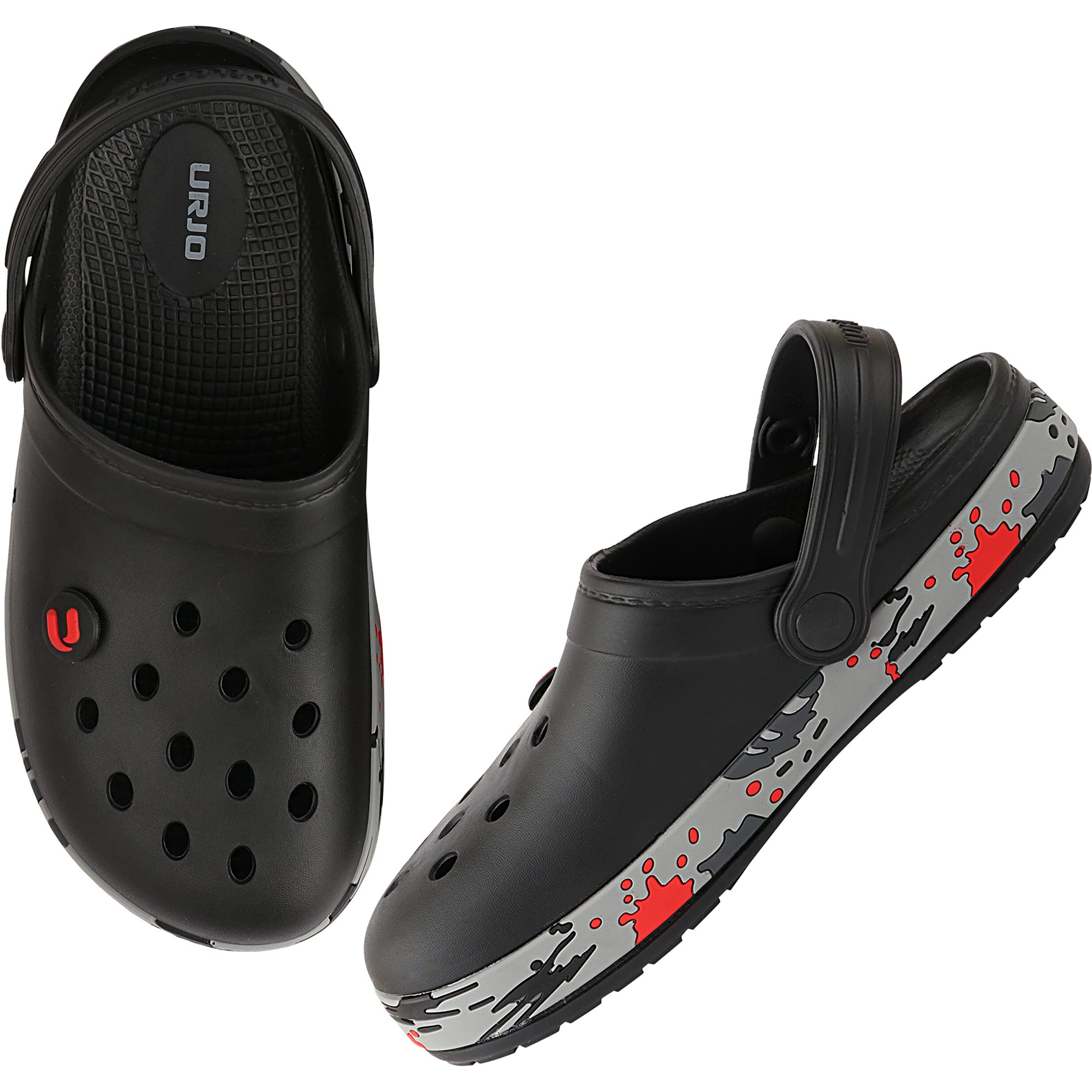 URJO by Neoz Unisex Casual Clogs/Sandals for Kids with Soft Sole | Waterproof & Lightweight | Comfortable & Durable | Stylish Adustable Back Strap Indoor & Outdoor Sandals/Clogs for Boys & Girls Nero