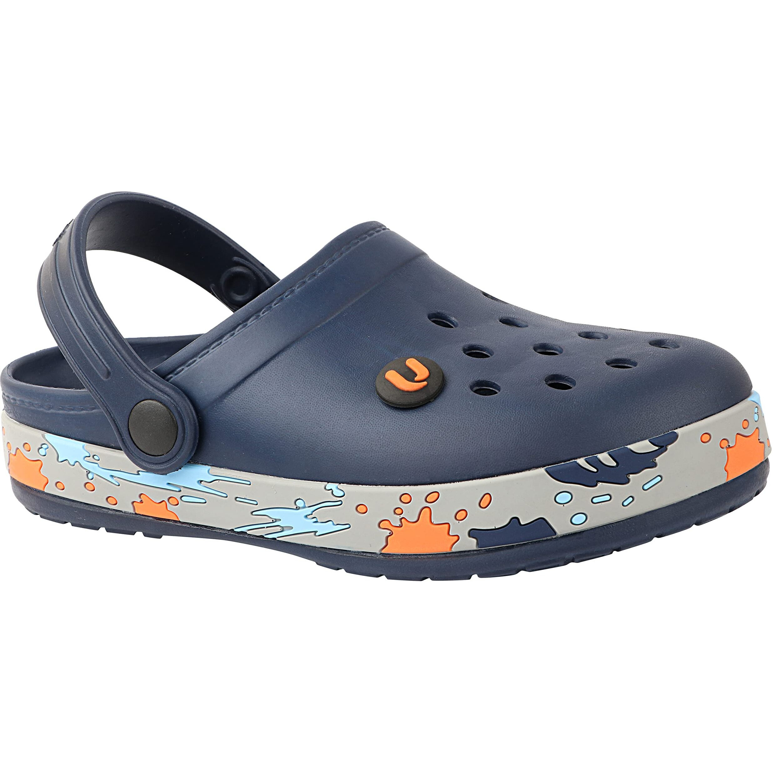 URJO by Neoz Unisex Casual Clogs/Sandals for Kids with Soft Sole | Waterproof & Lightweight | Comfortable & Durable | Stylish Adustable Back Strap Indoor & Outdoor Sandals/Clogs for Boys & Girls Navy