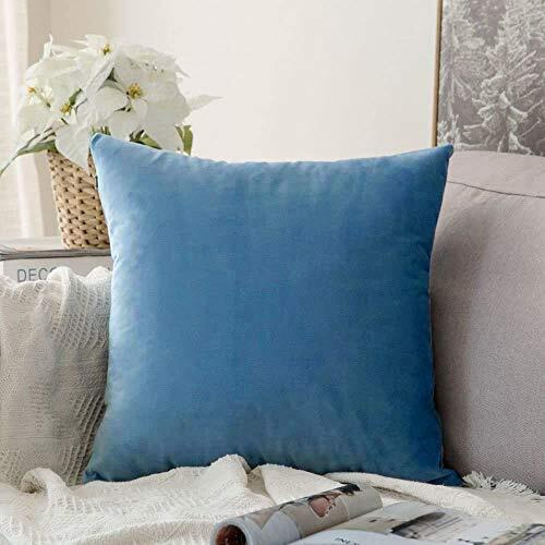 Khooti Velvet Cushion Cover, 24x24 Inch (Ice Blue)(Pack of 1)