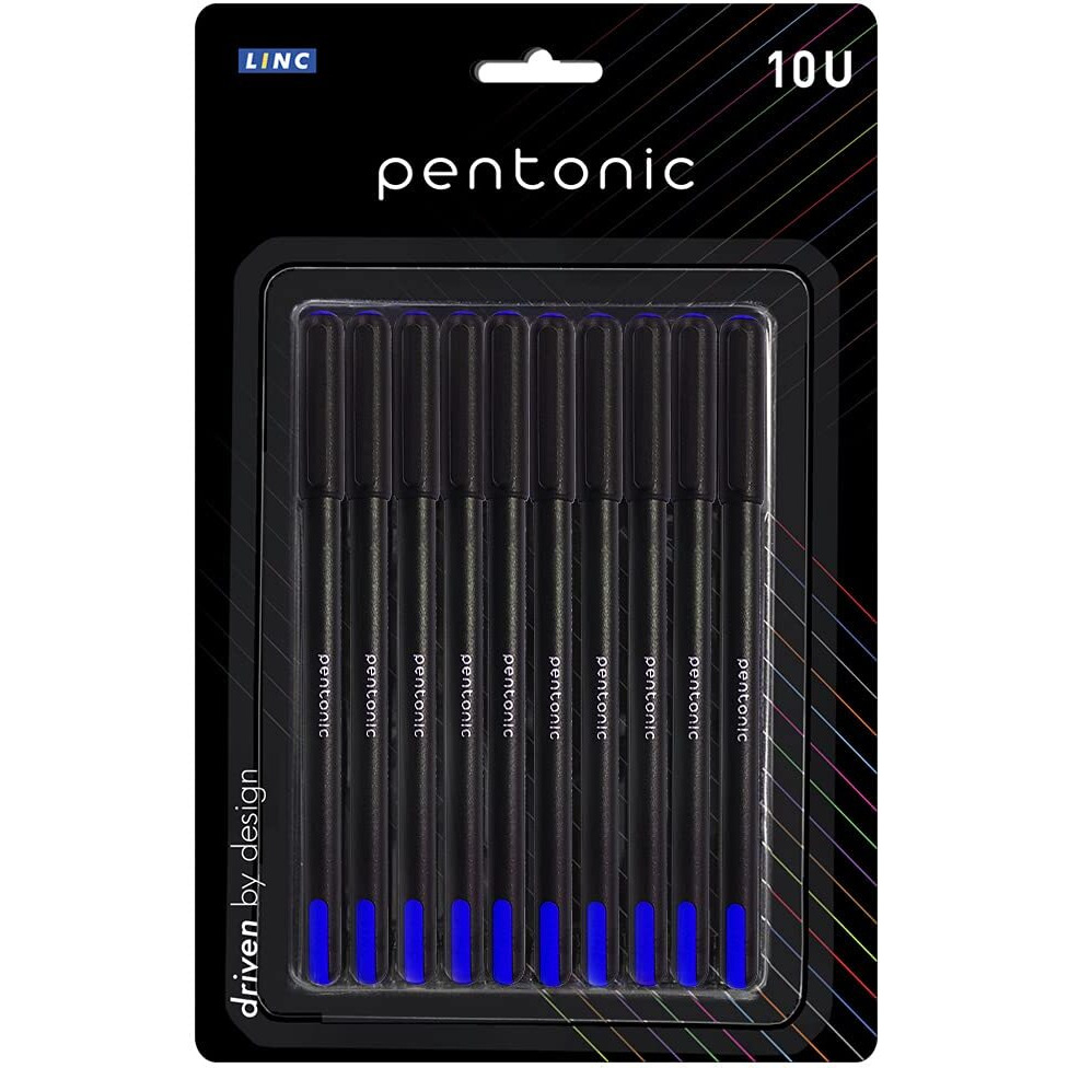 Pentonic 0.7mm Ball Point Pen Blister Pack | Black Body | Blue Ink | Set of 10 Pens
