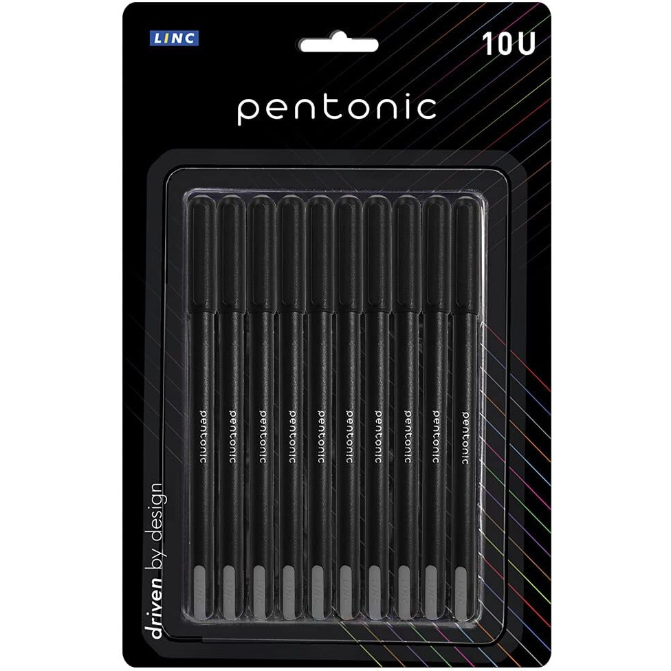Pentonic 0.7mm Ball Point Pen Blister Pack | Black Body | Black Ink | Set of 10 Pens
