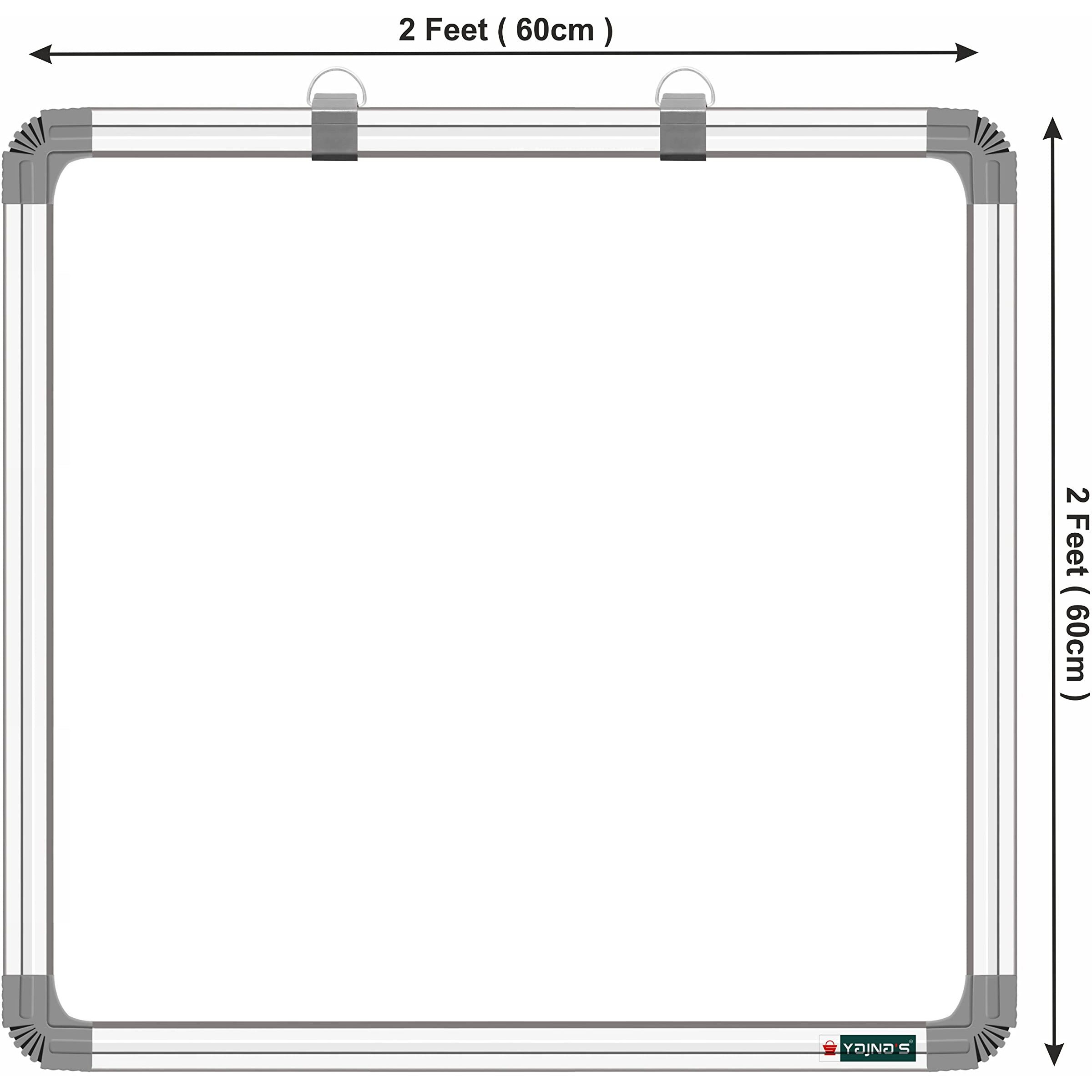 YAJNAS 2x2 feet Non Magnetic Double Sided, White Board and Chalk Board, One Side White Marker and Reverse Side Green Chalk Board Surface, Duster, Marker & 30 CM Scale (Pack of 4 Items)