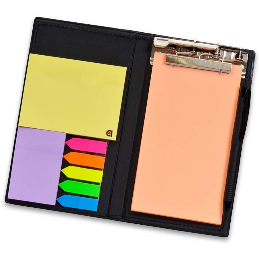 COI Notepad Memo Holder Desk Organizer with Colorful Sticky Notes Gift Set with Pen (Peach)