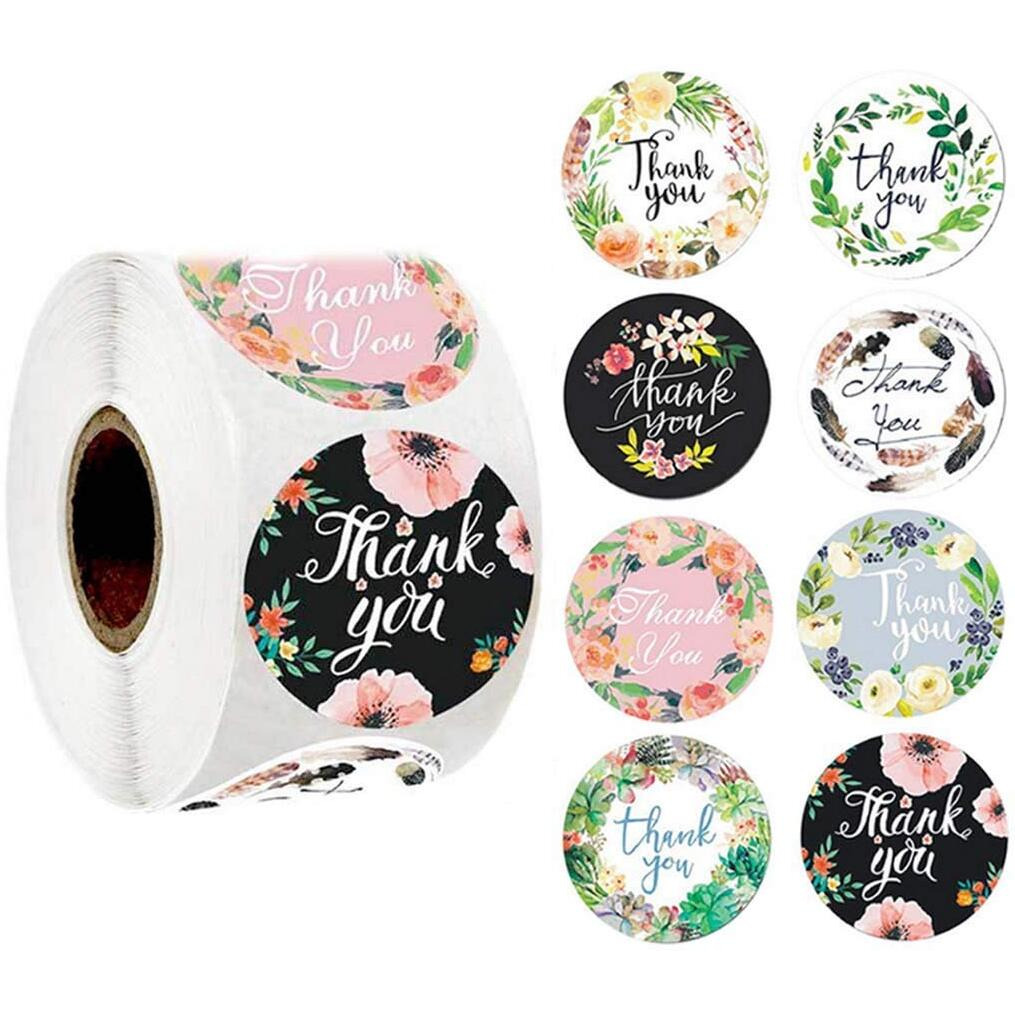 HA STHIP 500 Pcs Thank You Stickers for Small Business Round 1.5 inches Self Adhesive Sticker Paper Labels Stickers Gift Handmade Labels for Christmas Small Gifts