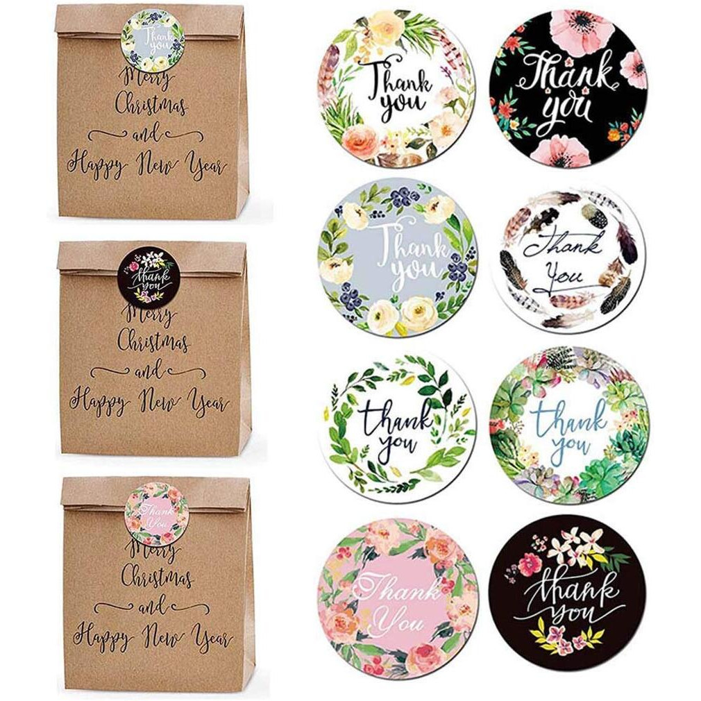 HA STHIP 500 Pcs Thank You Stickers for Small Business Round 1.5 inches Self Adhesive Sticker Paper Labels Stickers Gift Handmade Labels for Christmas Small Gifts
