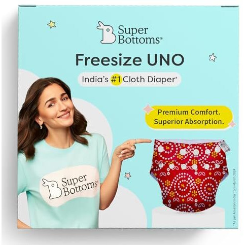SuperBottoms NEW UNO Freesize Cloth Diaper | Cloth diaper for babies 3M to 3Y | Washable & Reusable cloth diaper with SnapEasy system | Comes with cloth diaper insert