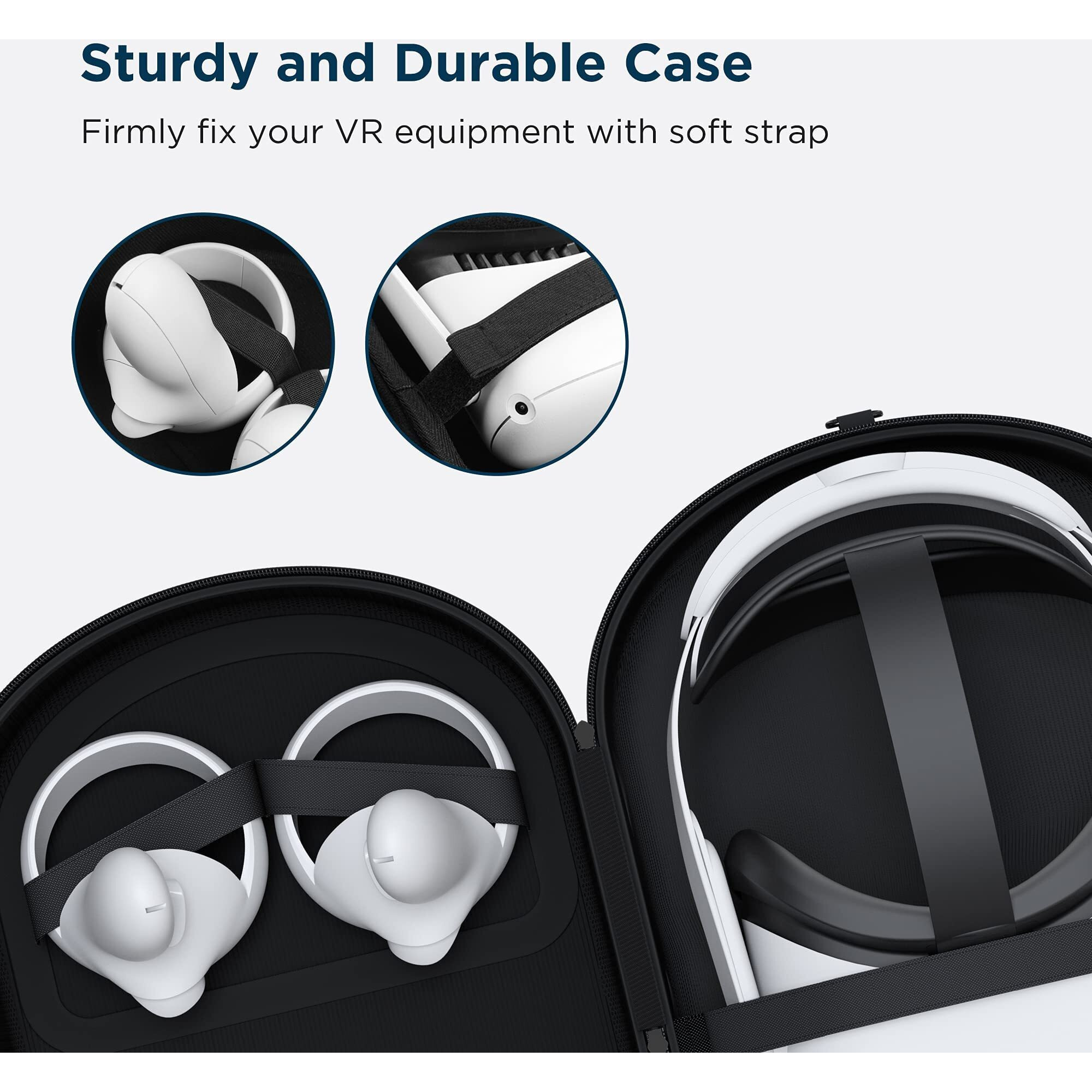 Kiwi Design Carrying Case Compatible with Quest 2 Accessories Fits Kiwi Design Head Straps Including Lens Protector Cover & Mesh Bag
