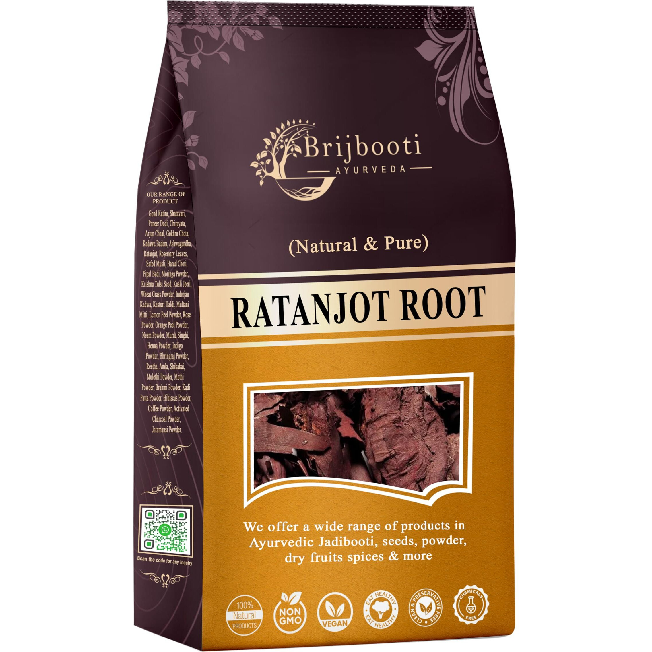 BrijBooti Birju Mahavir Ratanjot - Alkanna Tinctoria -Alkanet Root 400 Gr