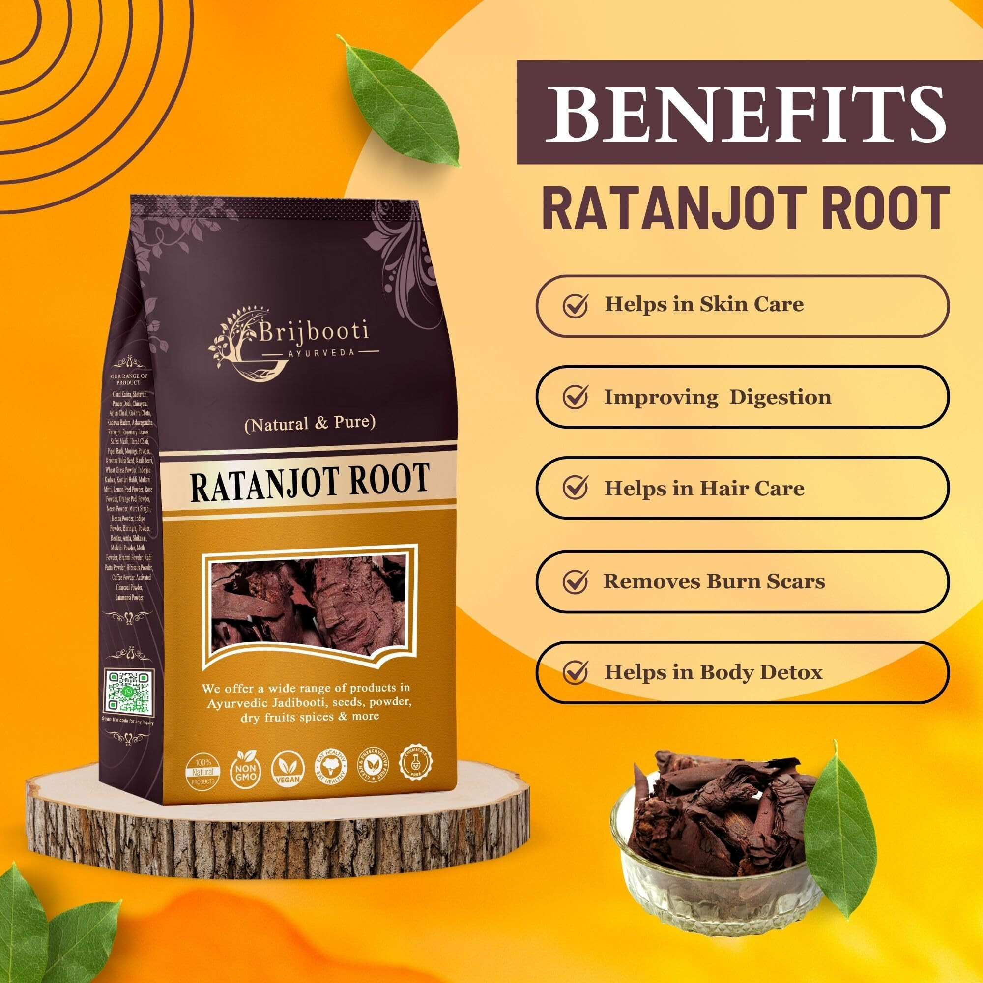 BrijBooti Birju Mahavir Ratanjot - Alkanna Tinctoria -Alkanet Root 400 Gr