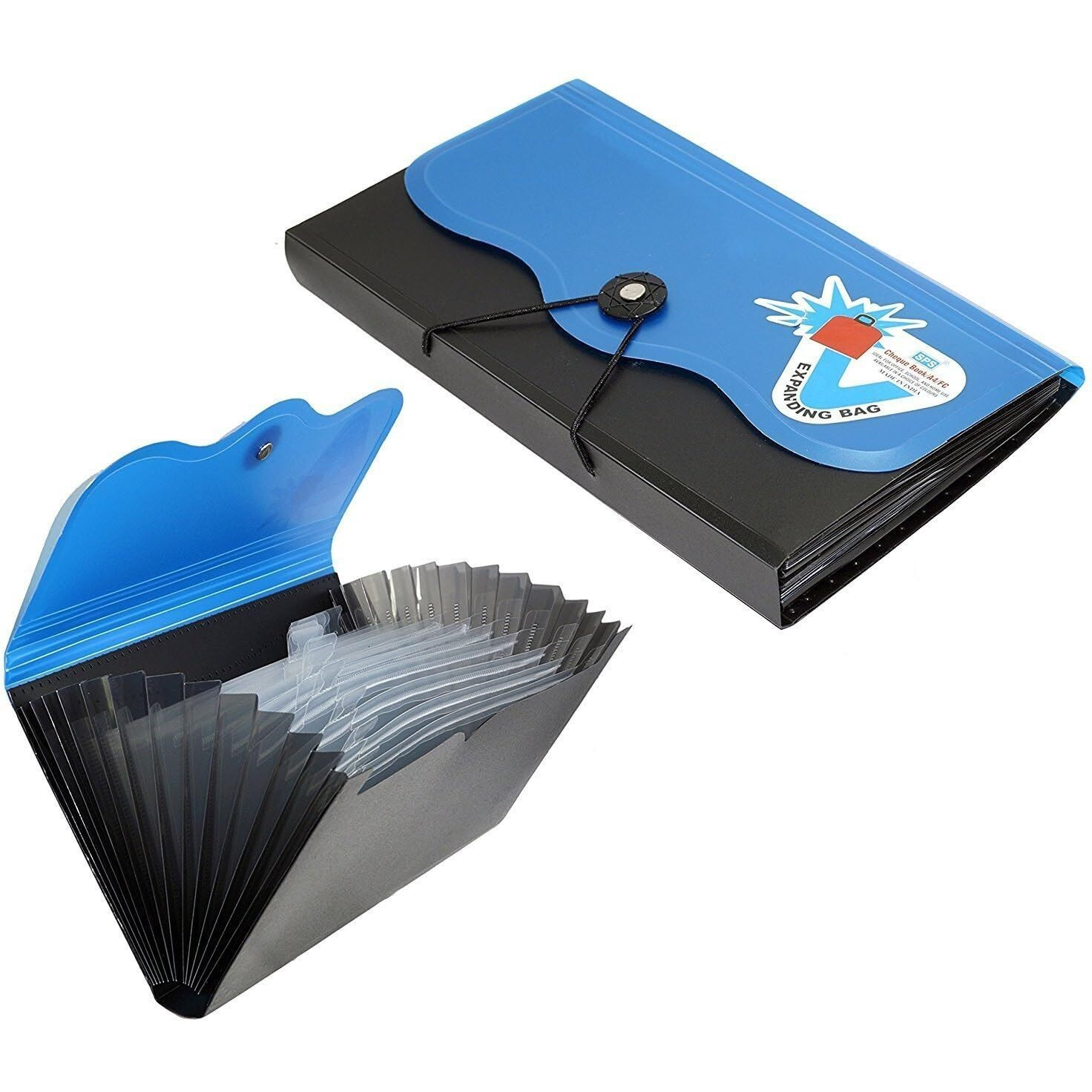 MORE BUY Expanding Cheque Book Holder Case 12 Pocket Multi Passbook Holder Bill Folder Passport Cash Storage Pouch Organizer with Elastic Swing (Multicolor)