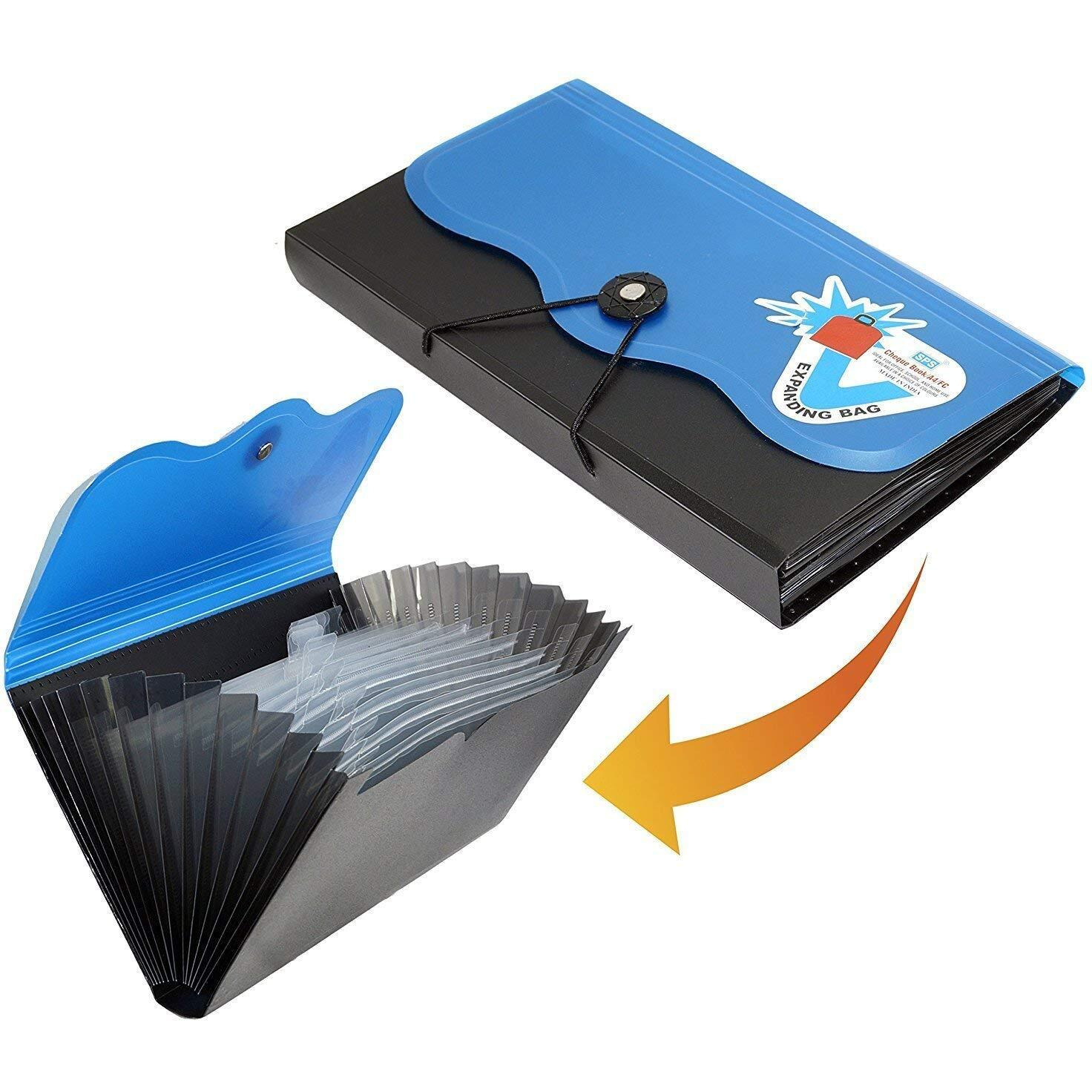 MORE BUY Expanding Cheque Book Holder Case 12 Pocket Multi Passbook Holder Bill Folder Passport Cash Storage Pouch Organizer with Elastic Swing (Multicolor)