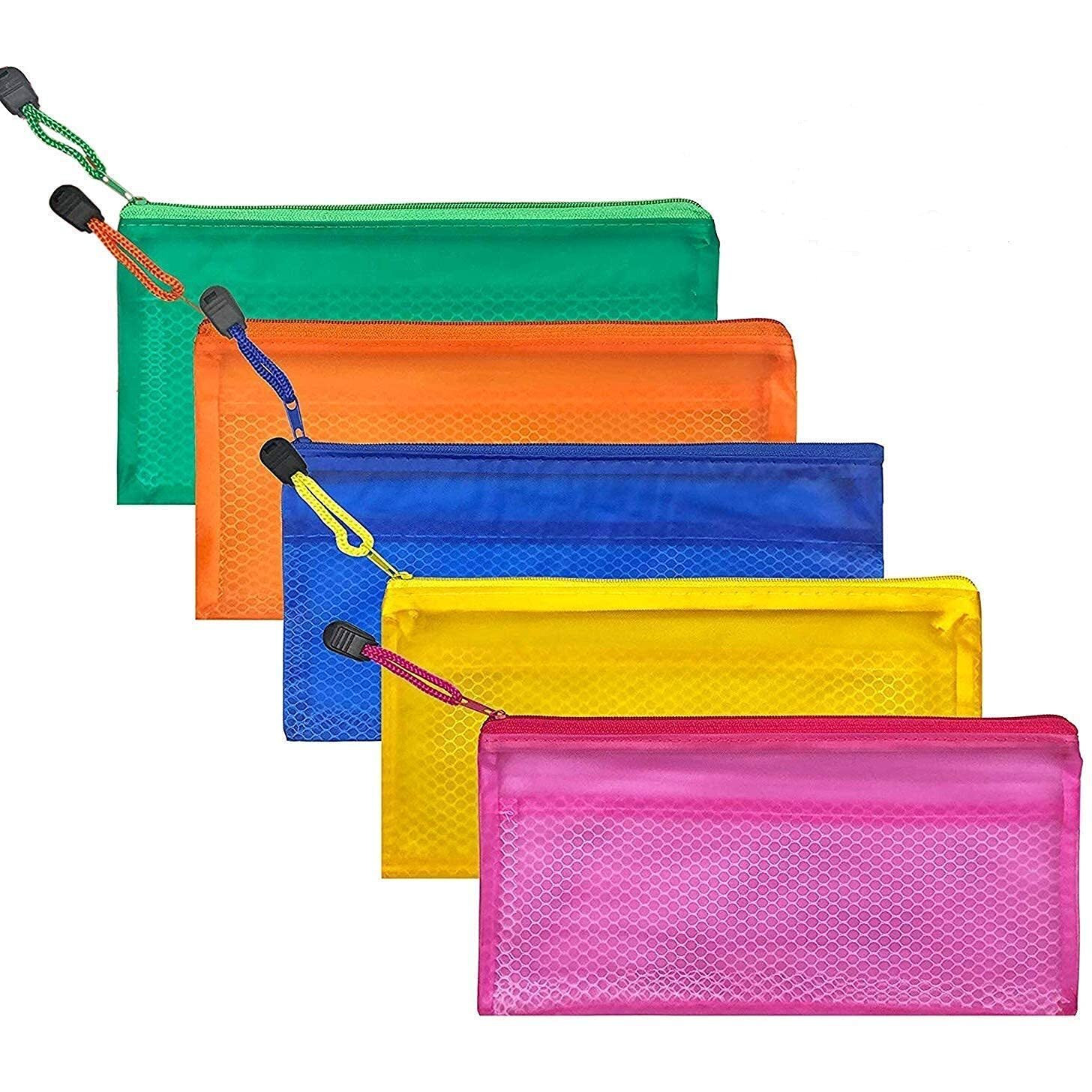 MORE BUY Multipurpose Waterproof CHEQUE SIZE Zipper Pouches Document Holder Stationery Storage Bags Cosmetic Pouch Travel Organizer for Docoments/Certificates/Marksheet/Medical Files (CHEQUE SIZE Multicolour, ) (Pack of 5)