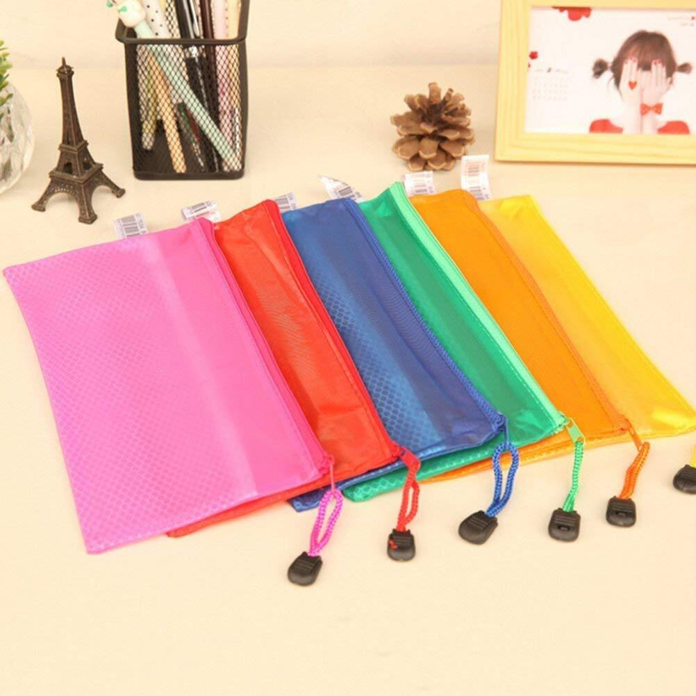 MORE BUY Multipurpose Waterproof CHEQUE SIZE Zipper Pouches Document Holder Stationery Storage Bags Cosmetic Pouch Travel Organizer for Docoments/Certificates/Marksheet/Medical Files (CHEQUE SIZE Multicolour, ) (Pack of 5)