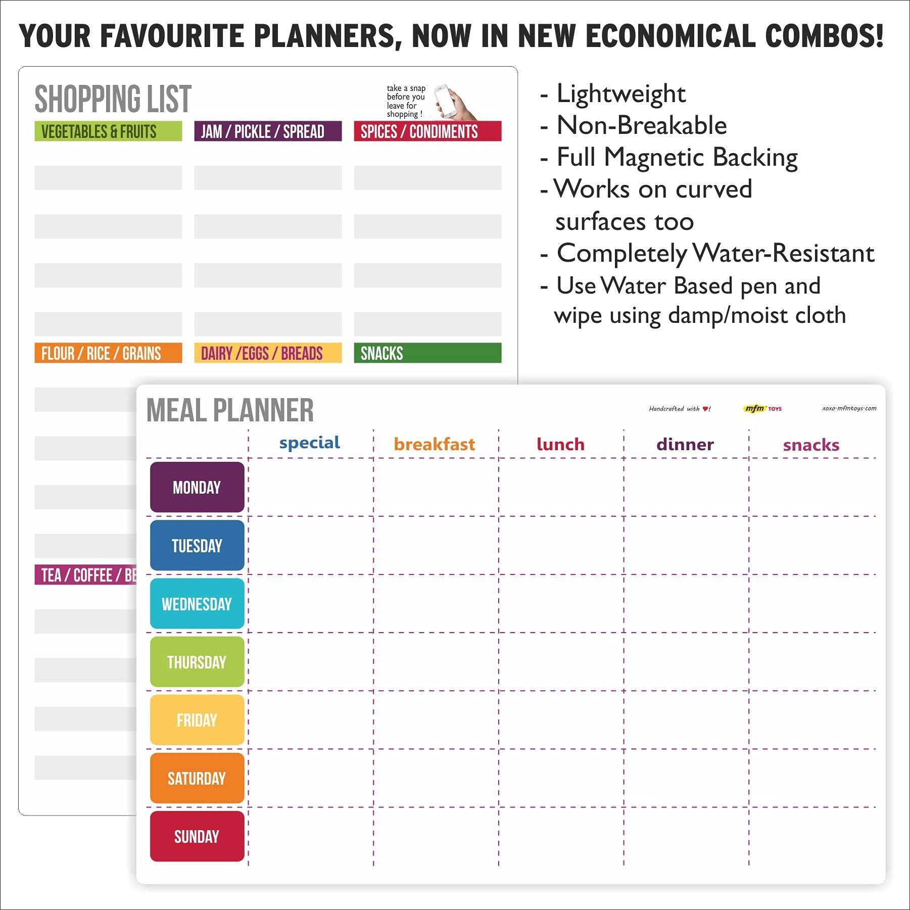 MFM TOYS Fridge Magnet Write-Erase A4 Size Planner Board (Combo 1 (Flexible Planners 12x8in))