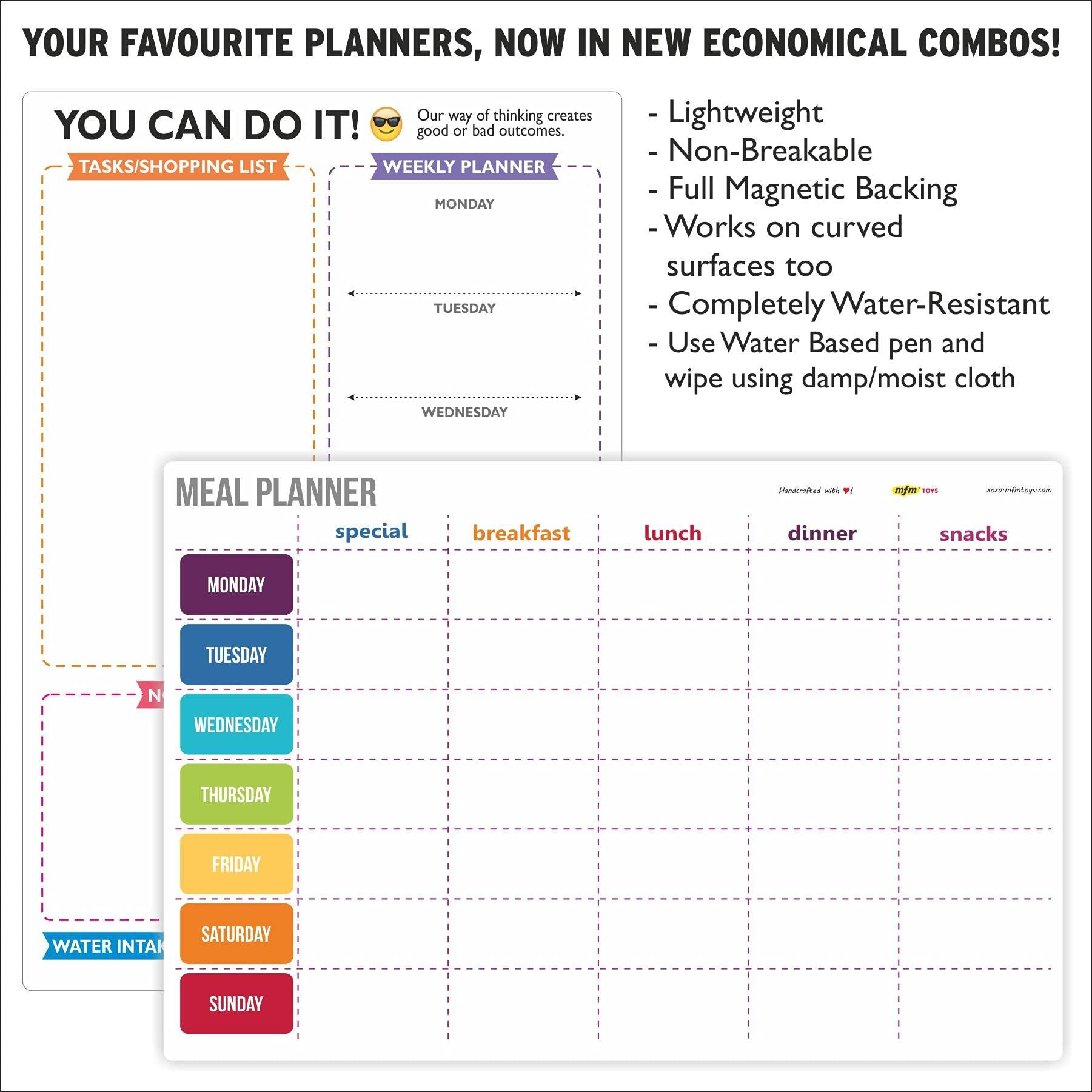 MFM TOYS Fridge Magnet Write-Erase A4 Size Planner Board (Combo 2 (Flexible Planners 12x8in))