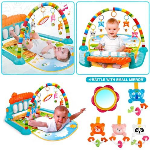 Zest 4 Toyz Baby Play Mat Gym & Fitness Rack with Hanging Rattles Lights & Musical Keyboard Mat Piano Multi-Function (Made in India)