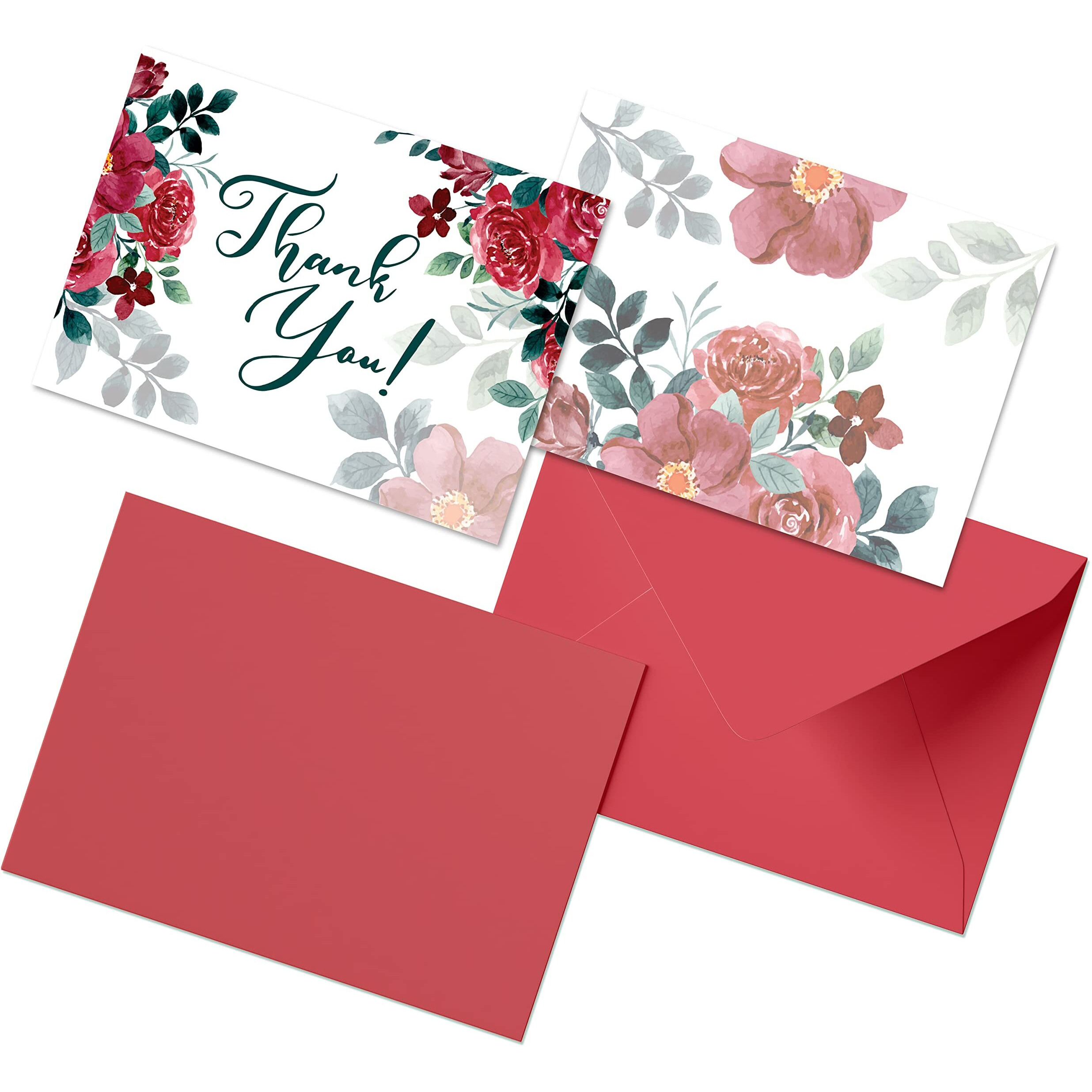 Clickedin Thank You Cards for Small Business, Stylish Floral Design, 12 Cards and Envelopes