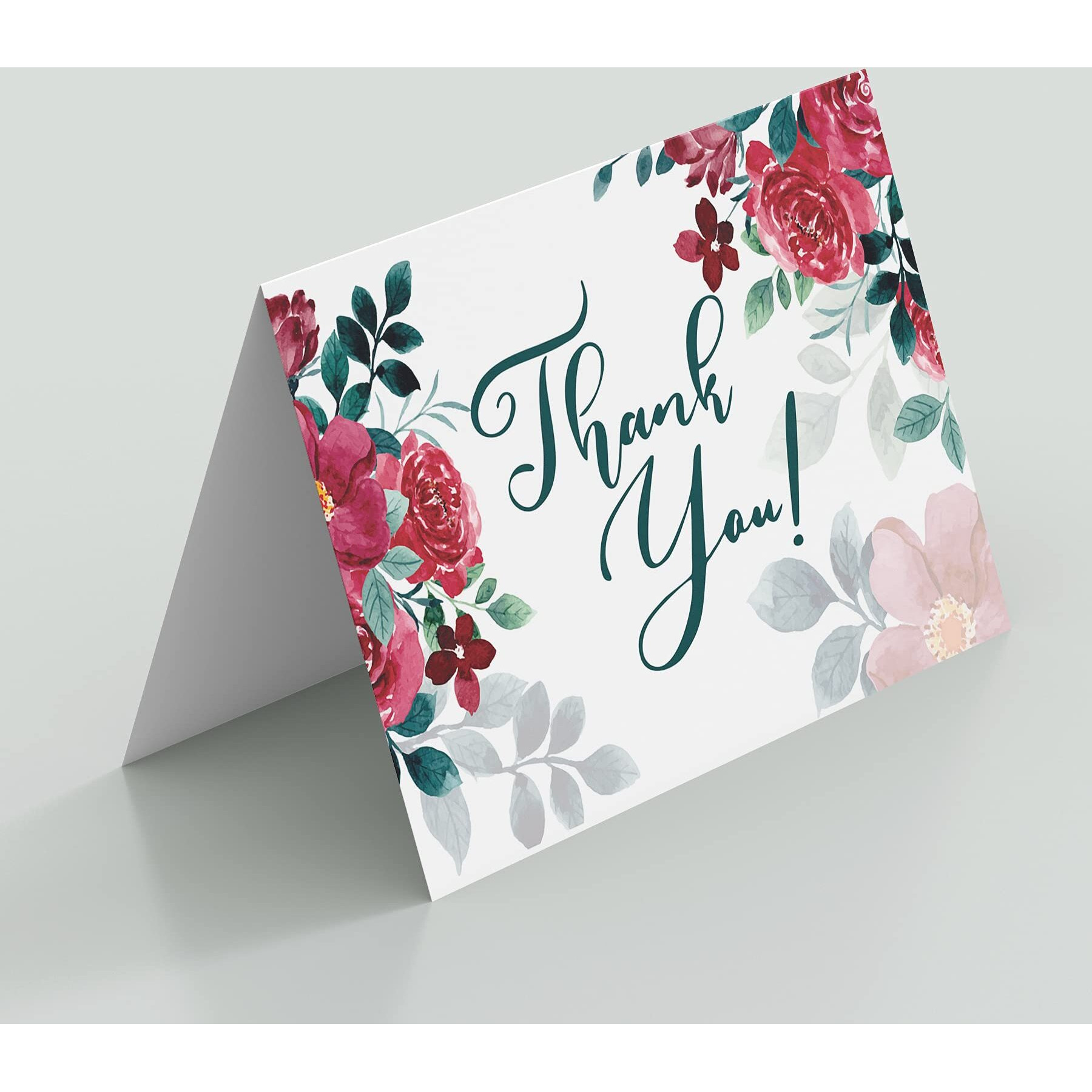 Clickedin Thank You Cards for Small Business, Stylish Floral Design, 12 Cards and Envelopes