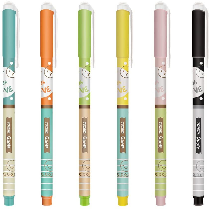 TOTEM Quote Ball Pen | 60 Pens (50 Blue Ink & 10 Black Ink) | Pens for Writing | Emoji Pastel Body | 0.7 mm Tip | Multicolour Body | Stick Pens Set | Fragrance Ink Pens | Stationery Set | Premium