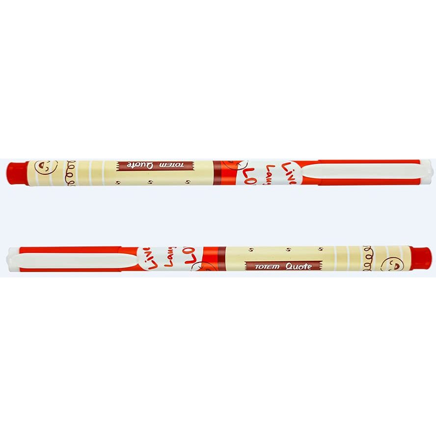 TOTEM Quote Ball Pens | 30 Red Ink Pens | Scented Ink Pens | Cute Emoji Themed | 0.7 mm Tip for Smooth Writing | Red Pens for Teachers | School & Office Stationery