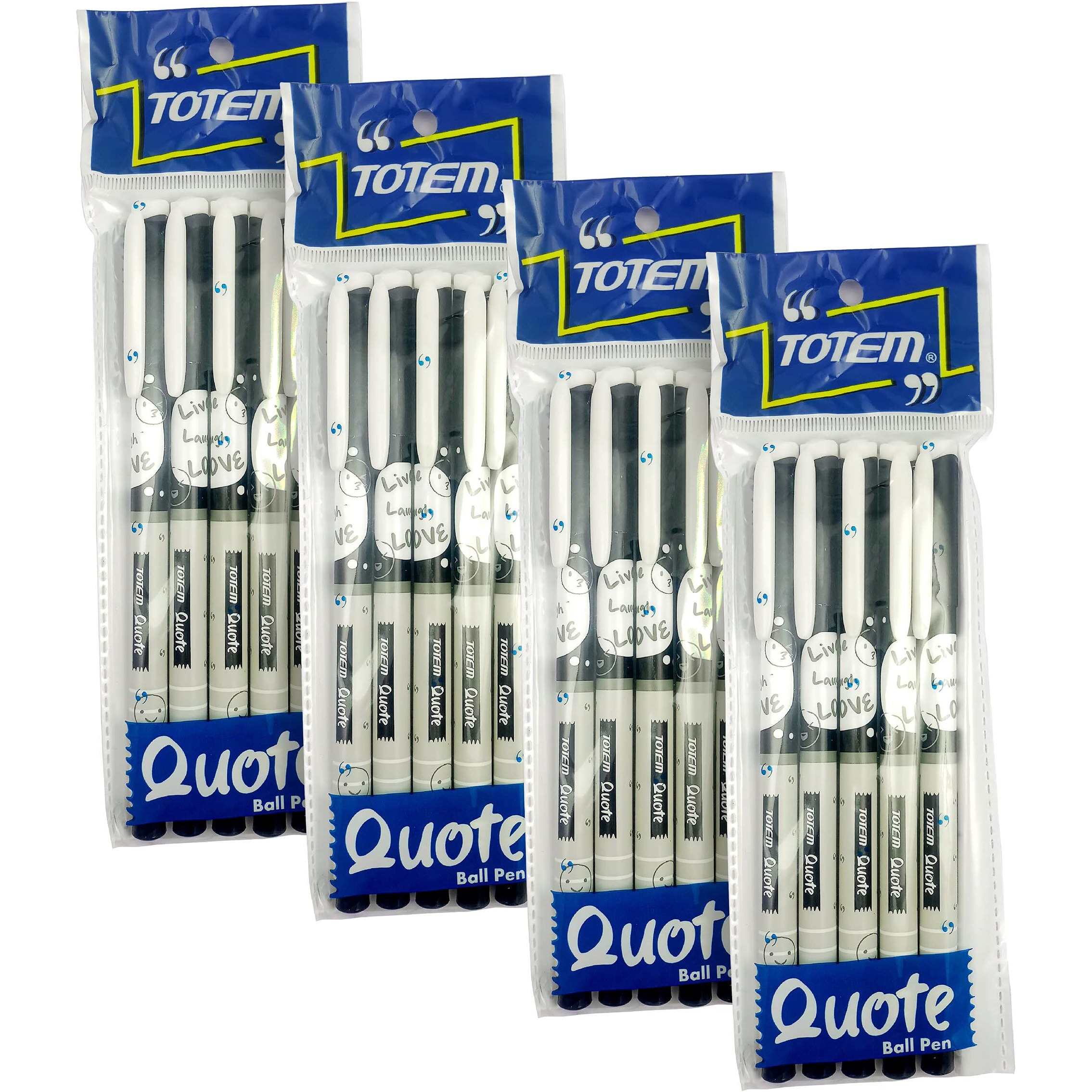 TOTEM Quote Pens | 20 Black Ink Pens | Fragrance Ink | Gifts for Stylish Girls & Boys | Emoji Themed Body Colours | 0.7 mm Tip for Smooth Writing | Pens for Students | Stick Pen Set