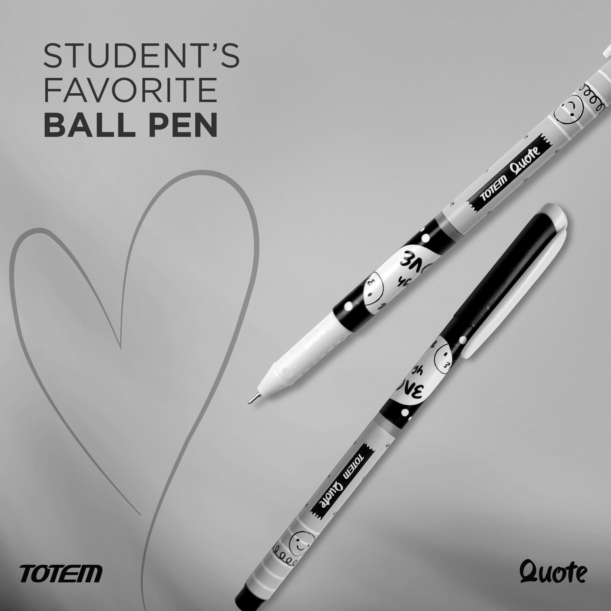 TOTEM Quote Pens | 20 Black Ink Pens | Fragrance Ink | Gifts for Stylish Girls & Boys | Emoji Themed Body Colours | 0.7 mm Tip for Smooth Writing | Pens for Students | Stick Pen Set