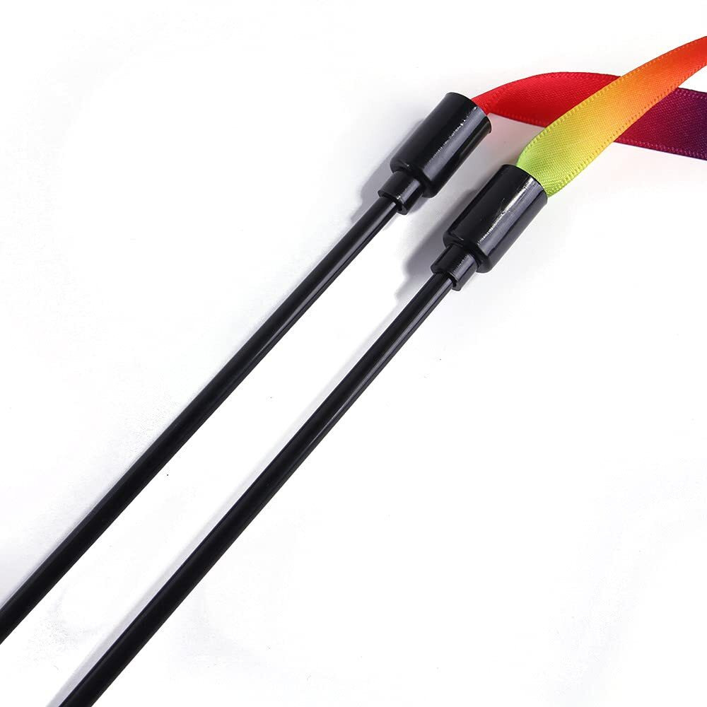 Qpets Cat Rainbow Wand Toys Interactive Cat Toy Colorful Ribbon Charmer for Kittens Cat Games and Toys Cat Playing Toys for Cat Pet- 2 PCS