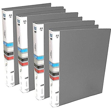 MORE BUY Plastic File/Folder/Document Holder 2D Ring Binder for Docoments/Certificates/Marksheet/Medical Files (Grey) (Pack of 4, Size A4)
