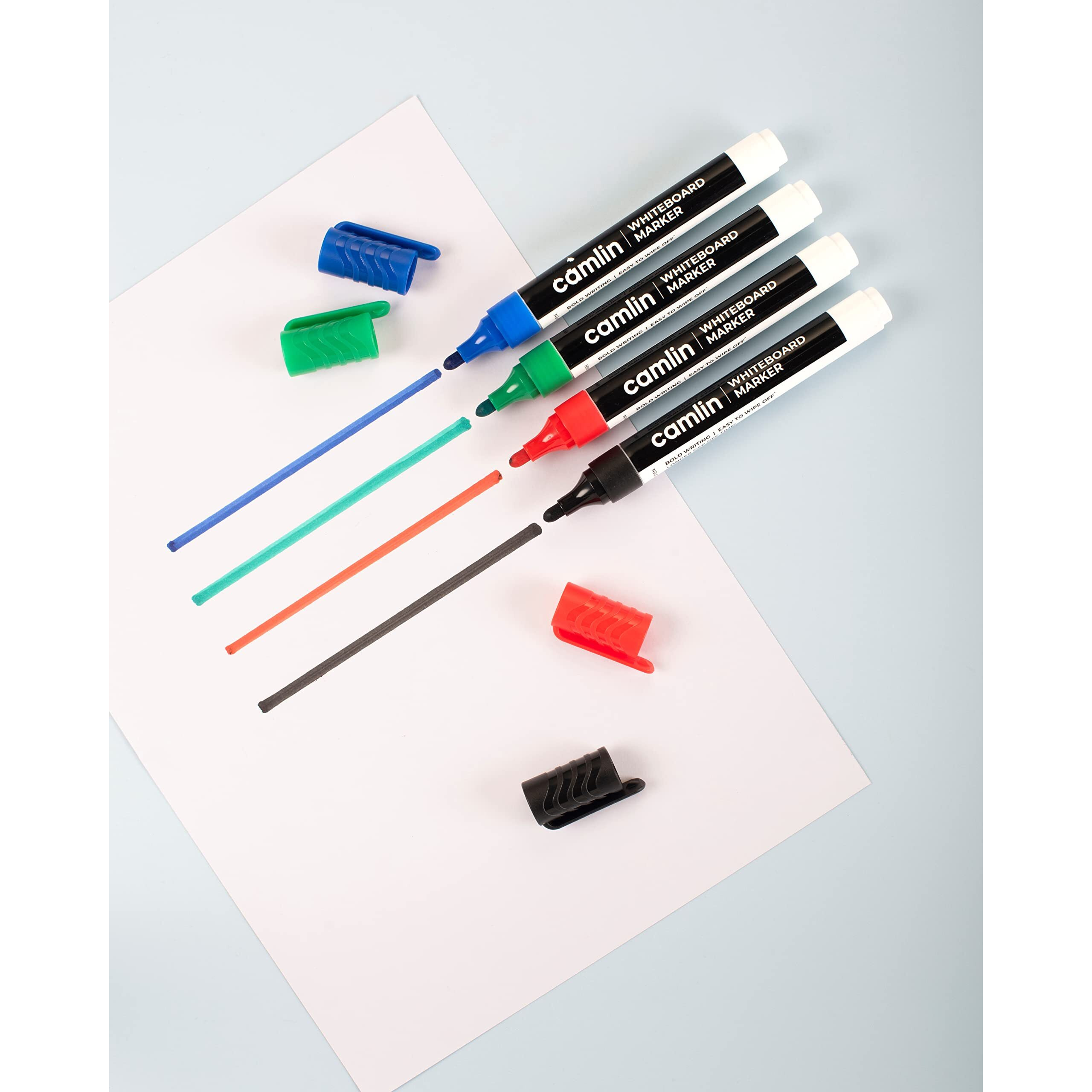 Camlin Pb White Board Bold Marker - Pack Of 4 (Black, Blue, Red, Green)