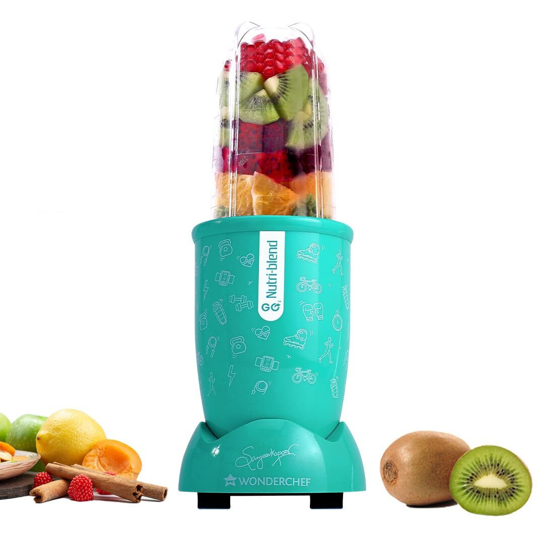 Wonderchef Nutri-Blend Go, 22000 Rpm 100% Full Copper Motor, 1 Unbreakable Jar, 400 W, 2 Year Warranty By Wonderchef, Recipe Book By Chef Sanjeev Kapoor, Mint